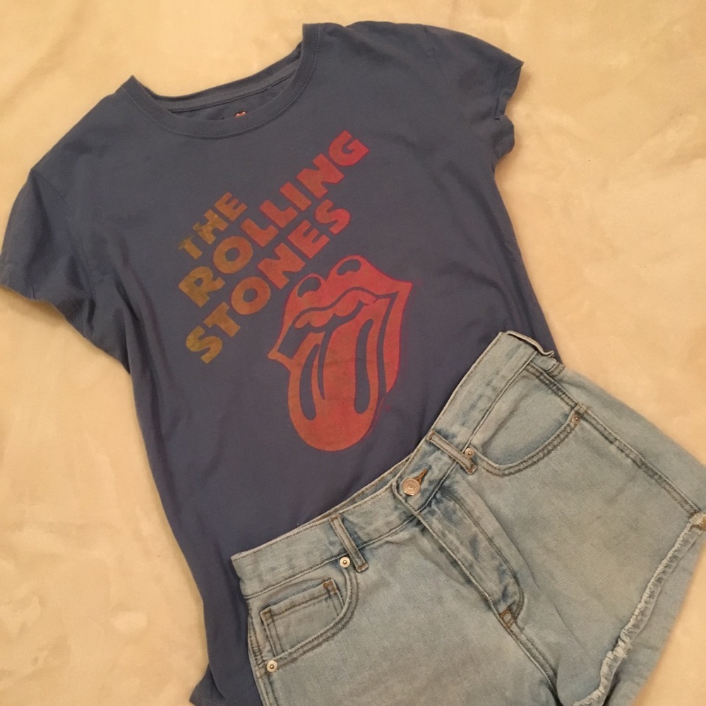 The Rolling Stones Logo Short Sleeve Blue Tee